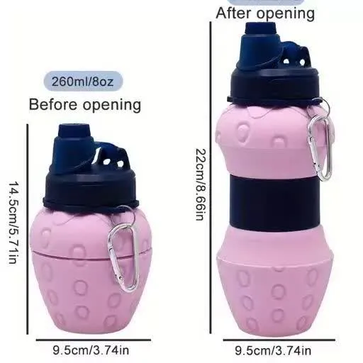 قمقمه سیلیکونی 600 میل طرح توت فرنگی