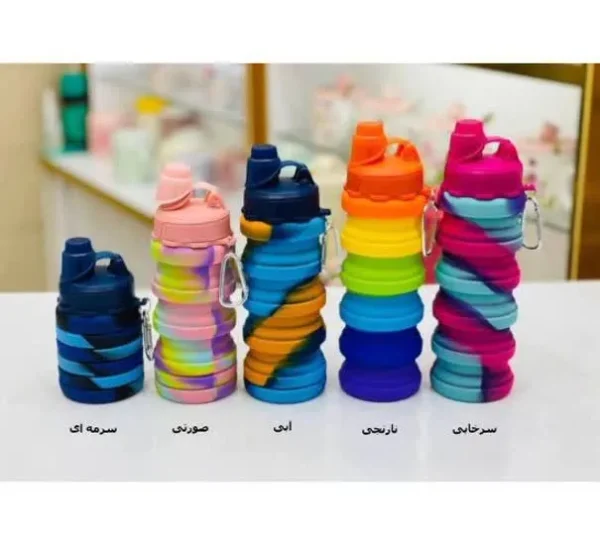 قمقمه سیلیکونی 600 میل طرح رنگین کمان